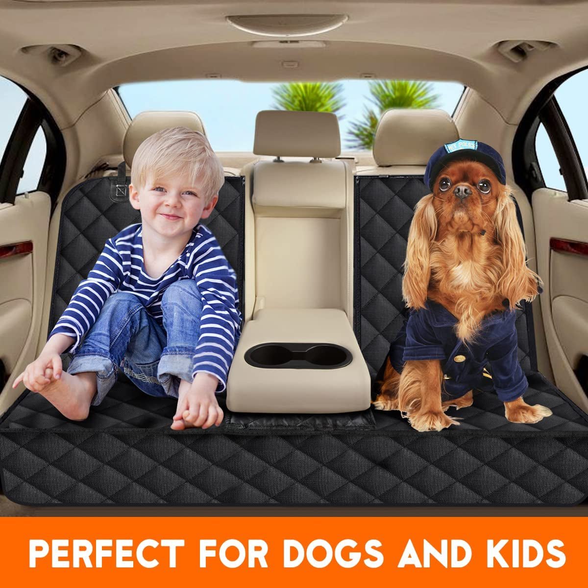 Dog Car Seat Cover, Back Seat Cover for Dogs Pet Car Seat Protector Waterproof Bench Car Seat Cover, Non-Slip Reat Seat Cover Fits Middle Armrest for Most Cars Trucks Suvs - Black - Revved Up Tools