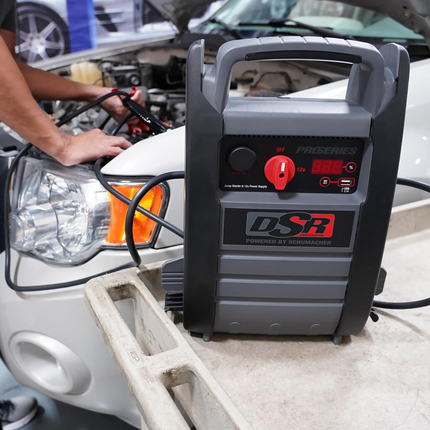 DSR Proseries Car Battery Jump Starter - 2200 Peak Amp 12V Car Starter, Jump Box & Portable Power Station - Digital Display, Heavy - Duty Clamps - DSR165 - Revved Up Auto