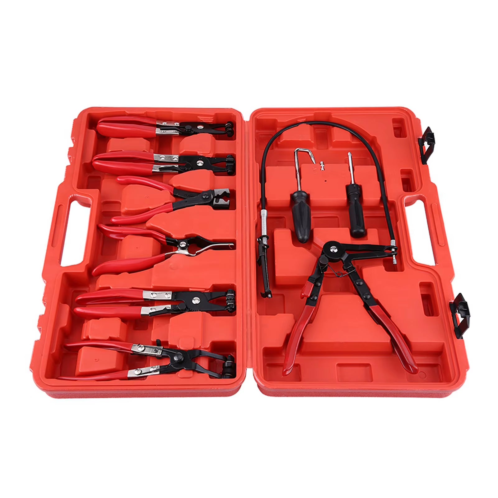 9Pcs Flexible Hose Clamp Clip Plier Set Swivel Jaw Flat Angled Band Construction Automotive Tools for Car Repair Maintenance