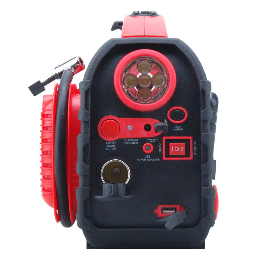 12-Volt/Usb Power 7-In-1 Portable Power Station, Jump Starter, Air Compressor, Manual Generator, Battery Charger