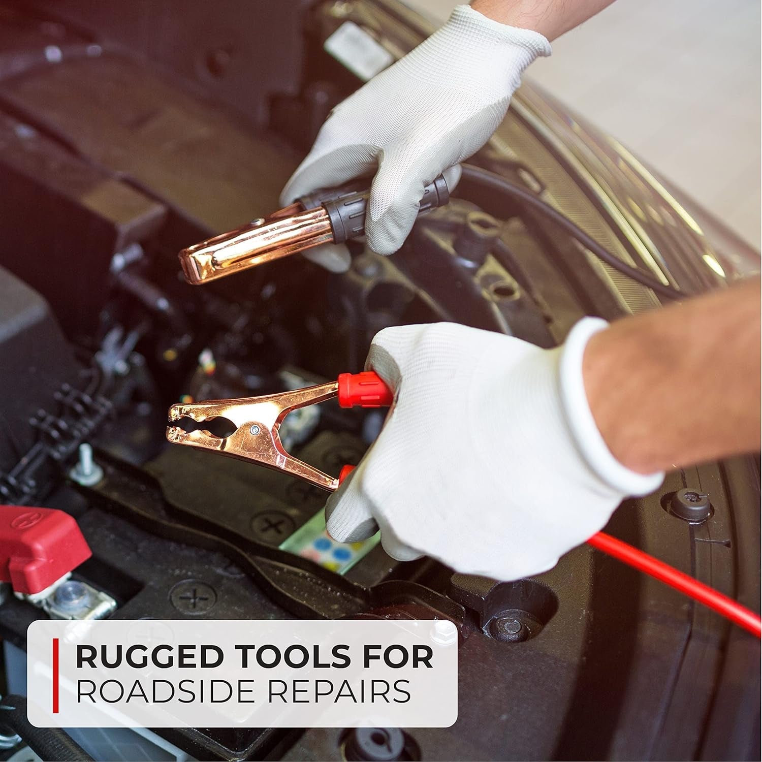 Emergency Car Kits for Vehicles - Roadside Emergency Car Kit (104 Pieces) - Car Kits for Emergency - Roadside Car Kit with Jumper Cables and Mini First Aid Kit - Gray Bag - Revved Up Tools
