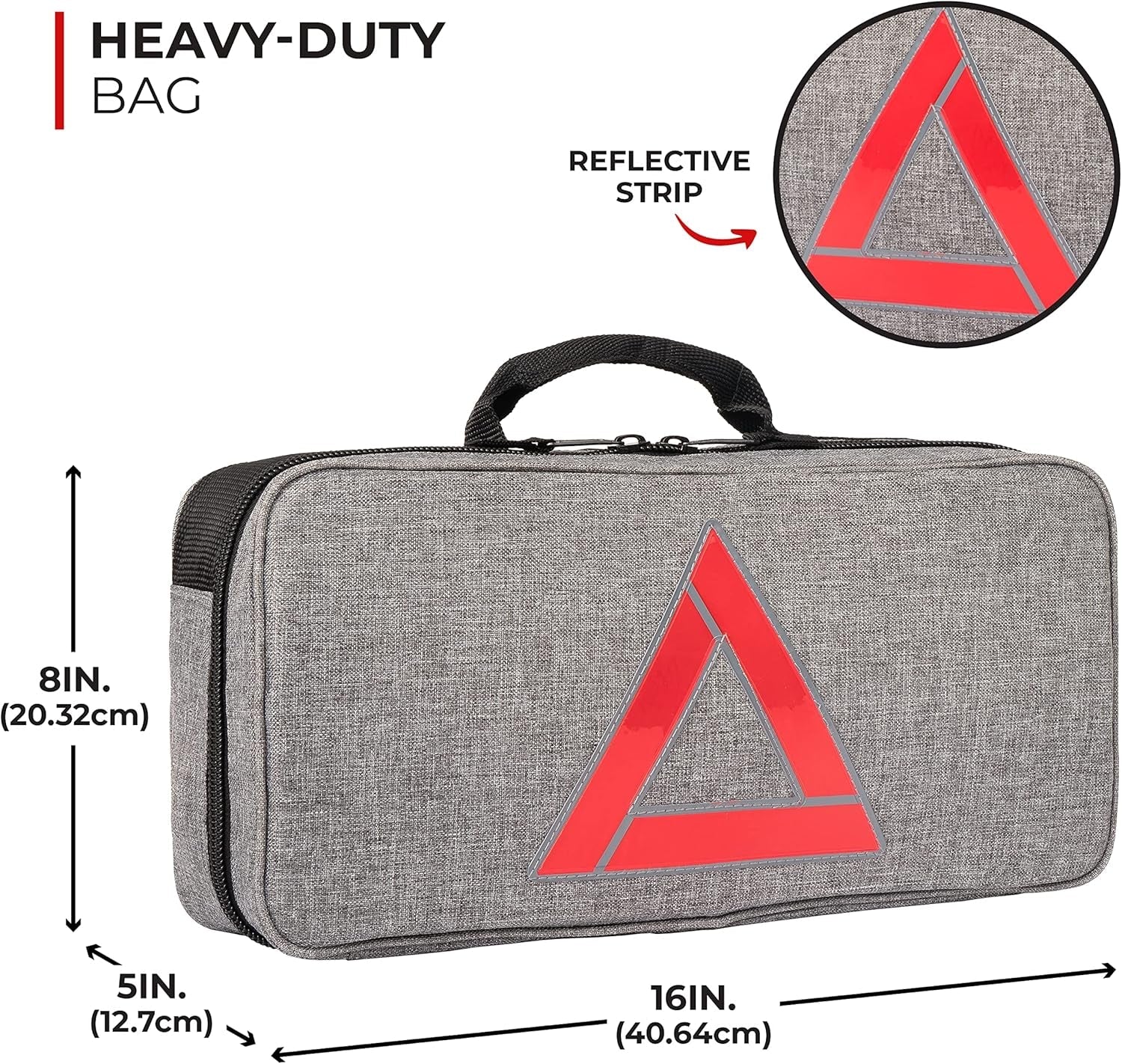 Emergency Car Kits for Vehicles - Roadside Emergency Car Kit (104 Pieces) - Car Kits for Emergency - Roadside Car Kit with Jumper Cables and Mini First Aid Kit - Gray Bag - Revved Up Tools