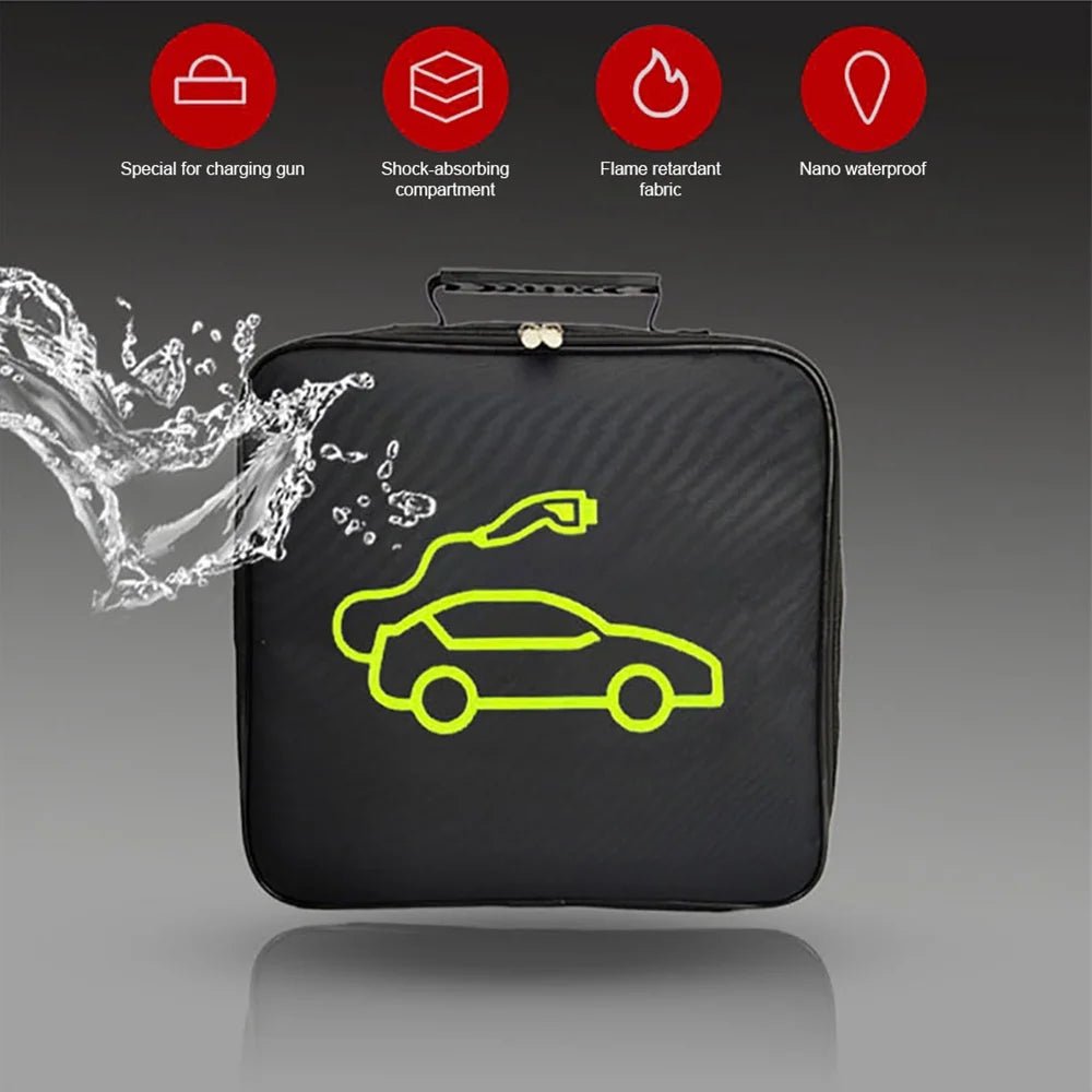 EV Car Charging Cable Storage Carry Bag for Electric Vehicle Charger Plugs Sockets Waterproof Fire Retardant Equipment Container - Revved Up Auto