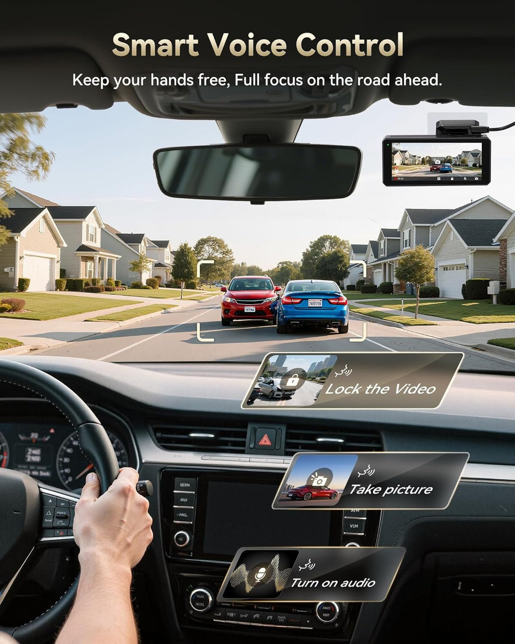 F77 4K+4K Front and Rear Dash Cam with HDR, Dual STARVIS 2 IMX678 Sensor, Voice Control Dash Camera for Cars with 128GB Emmc Storage, 5.8Ghz Wifi, 4'' Touch Screen, 24H Parking Mode - Revved Up Auto