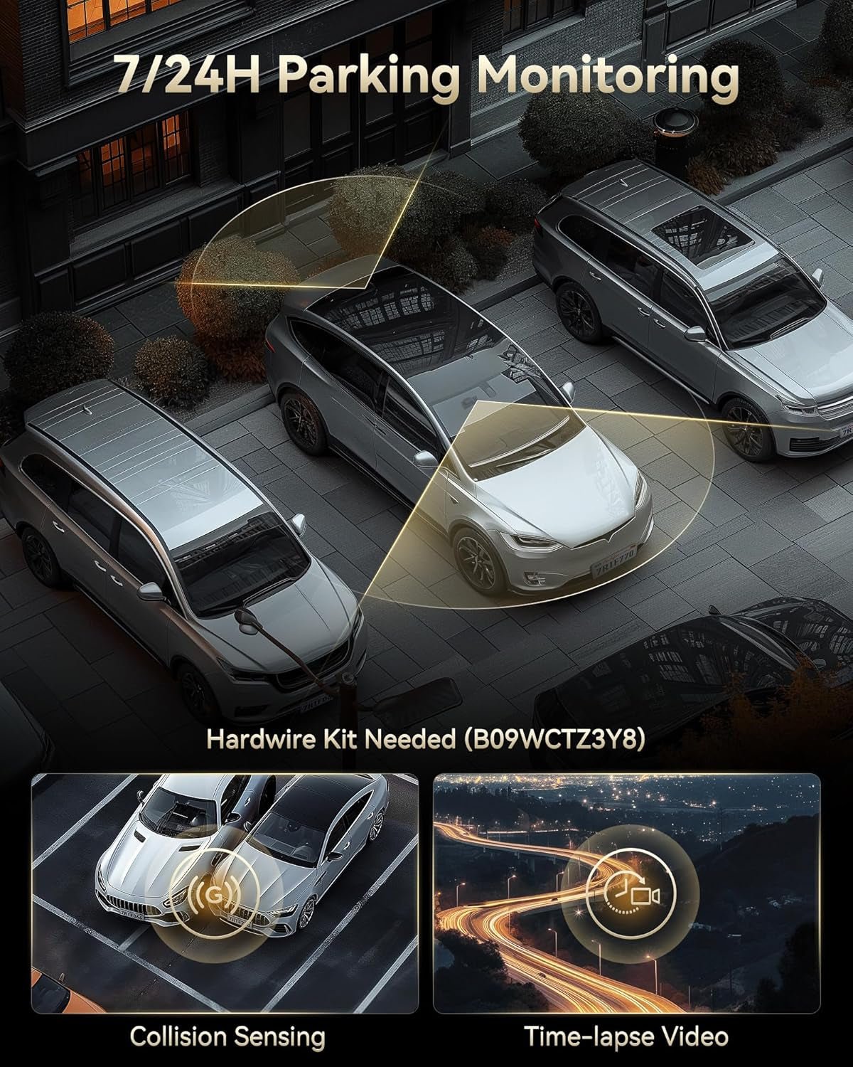 F77 4K+4K Front and Rear Dash Cam with HDR, Dual STARVIS 2 IMX678 Sensor, Voice Control Dash Camera for Cars with 128GB Emmc Storage, 5.8Ghz Wifi, 4'' Touch Screen, 24H Parking Mode - Revved Up Auto