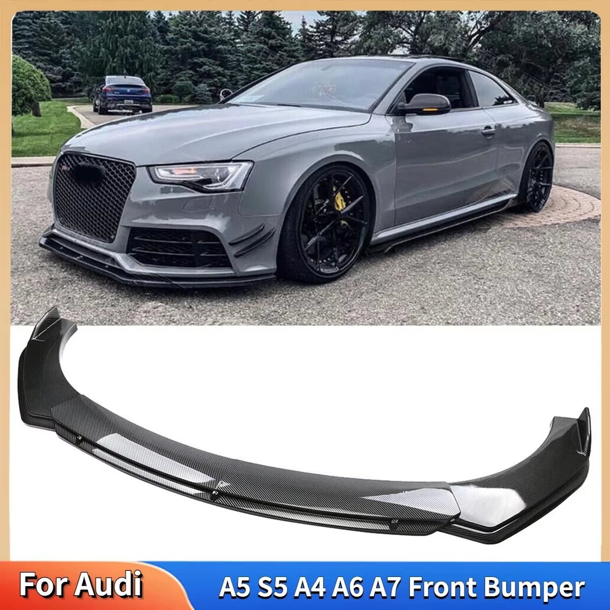 For Audi A5 S5 A4 A6 A7 Car Lower Front Bumper Lip Splitter Spoiler Carbon Fiber Body Kits Accessories Auto Parts Tuning - Revved Up Tools