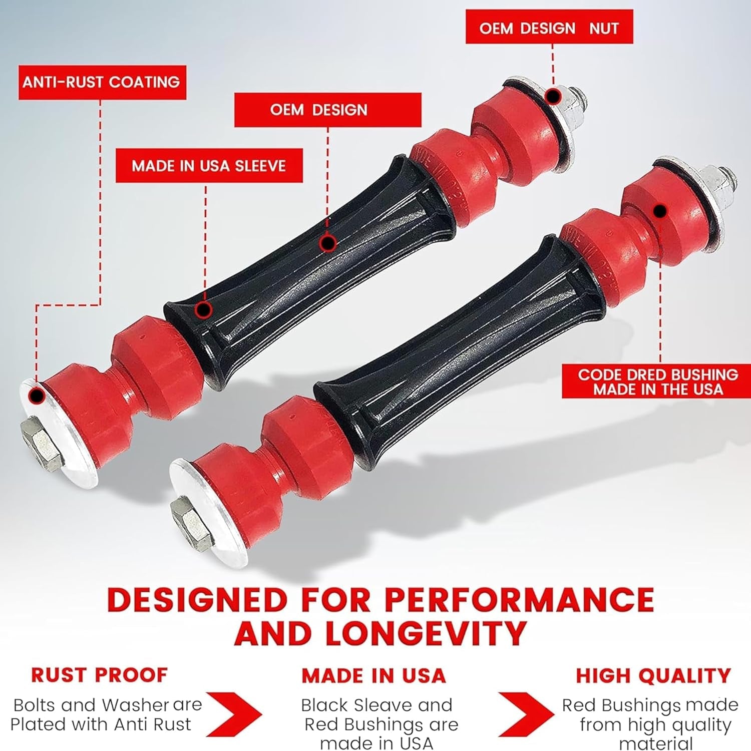 Front Sway Bar Stabilizer Link Kit FITS Silverado, Escalade, Tahoe, Sierra, Yukon, Sierra, Suburban, 2007-2020, K700538 K700432 - Revved Up Tools