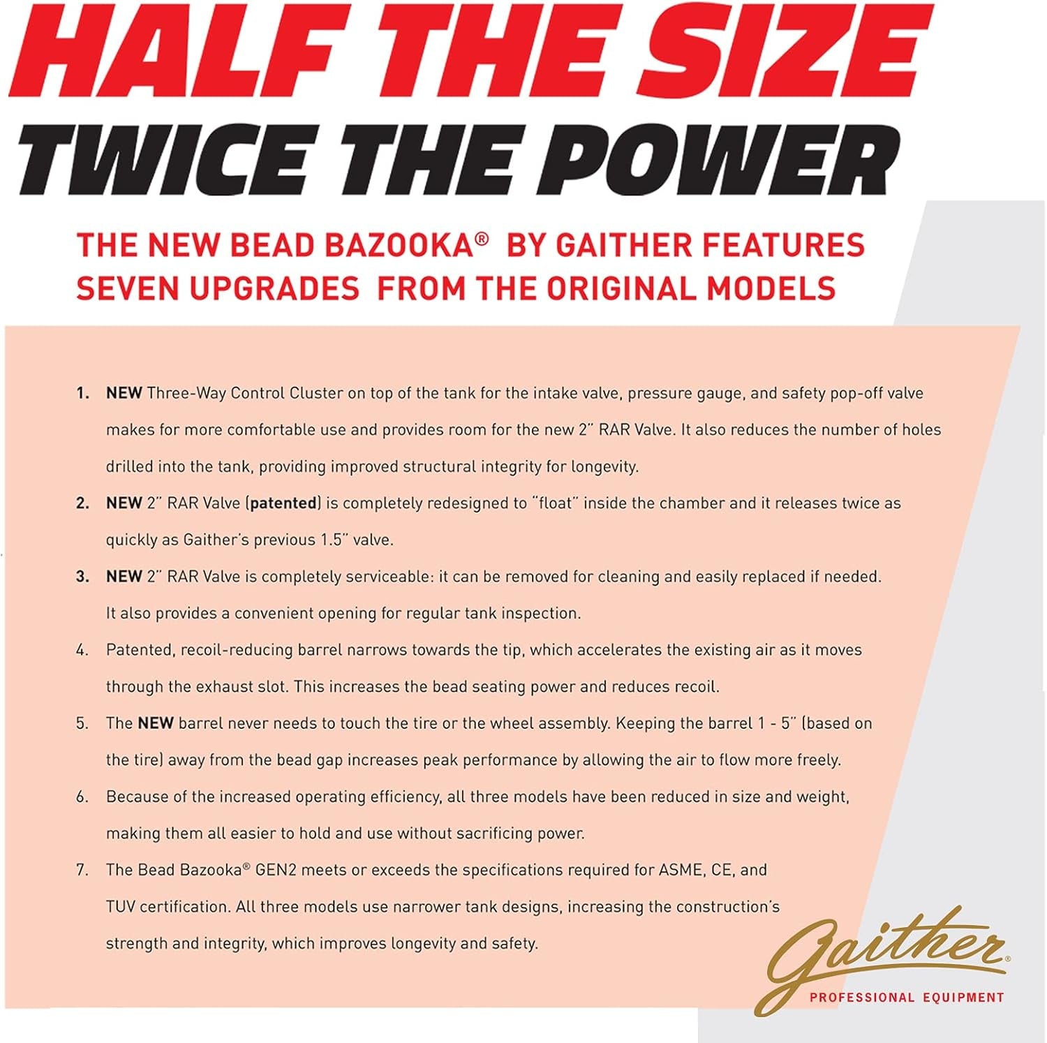 Gaither Handheld Bead Bazooka - 2Nd Generation, Bead Seater Tool with Rapid Air Release, for Passenger, Commercial, and Agricultural Vehicles - Revved Up Auto