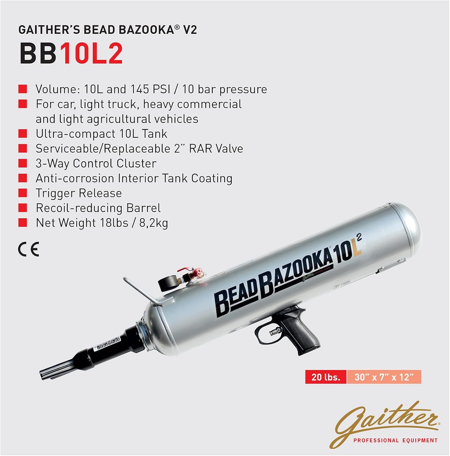 Gaither Handheld Bead Bazooka - 2Nd Generation, Bead Seater Tool with Rapid Air Release, for Passenger, Commercial, and Agricultural Vehicles - Revved Up Auto