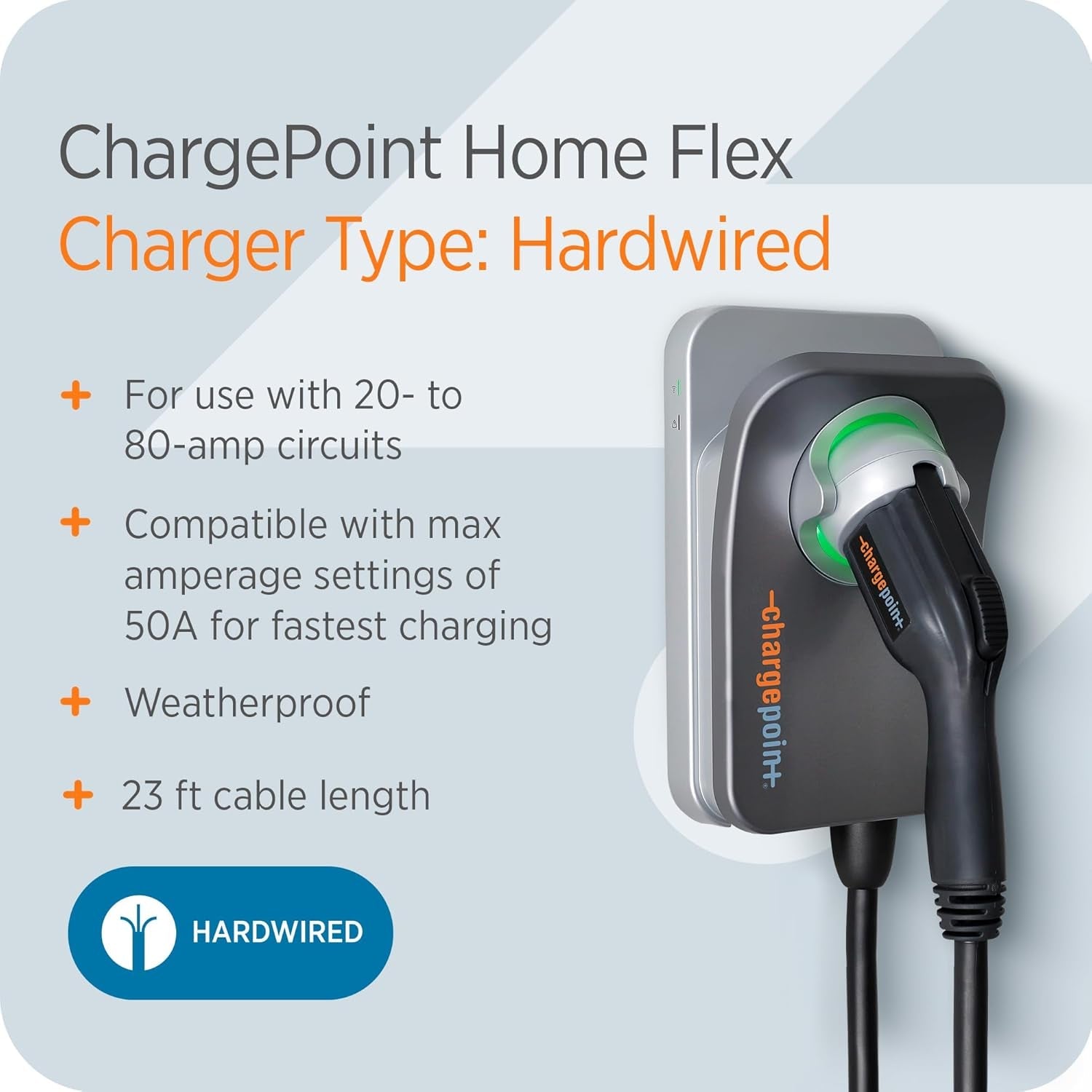 Homeflex Level 2 EV Charger J1772, Hardwired for Electric Car - Fast Smart Battery Power Charging at Home for Electric Automobile Vehicles - Revved Up Tools