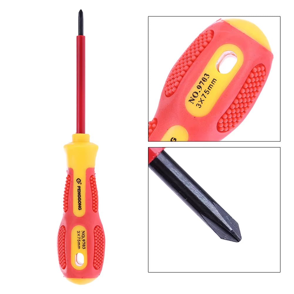 Insulated Screwdriver Withstand Voltage 1000V Precision Magnetic Phillips Slotted for Electrician Repair Hand Tool - Revved Up Auto