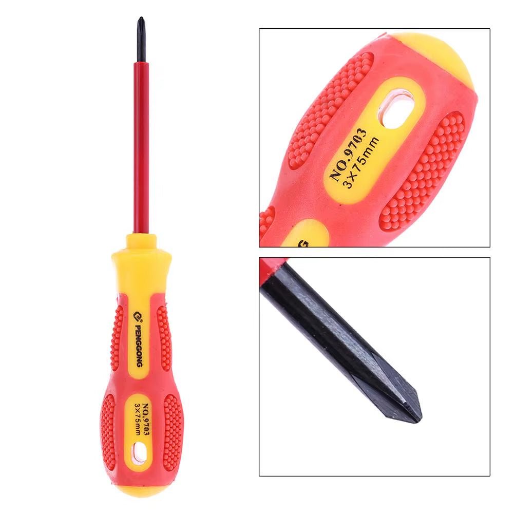 Insulated Screwdriver Withstand Voltage 1000V Precision Magnetic Phillips Slotted for Electrician Repair Hand Tool - Revved Up Auto