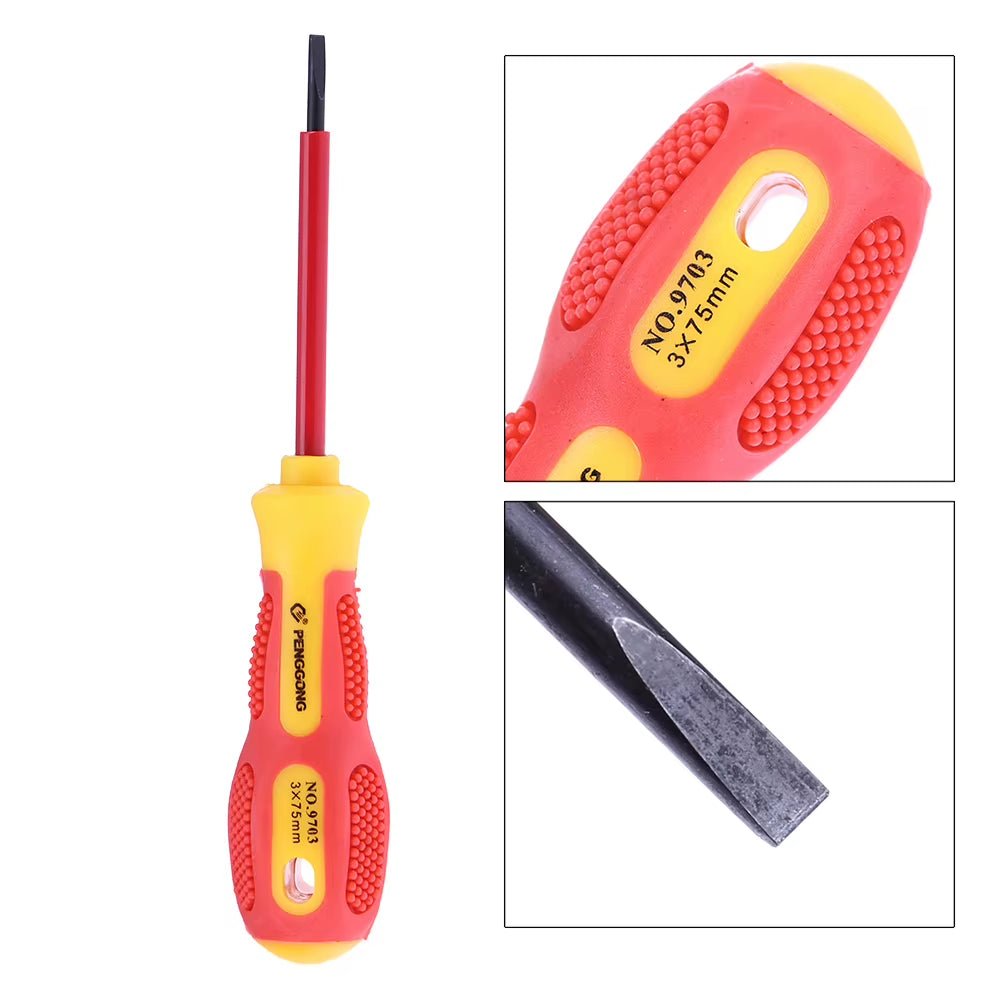 Insulated Screwdriver Withstand Voltage 1000V Precision Magnetic Phillips Slotted for Electrician Repair Hand Tool - Revved Up Auto