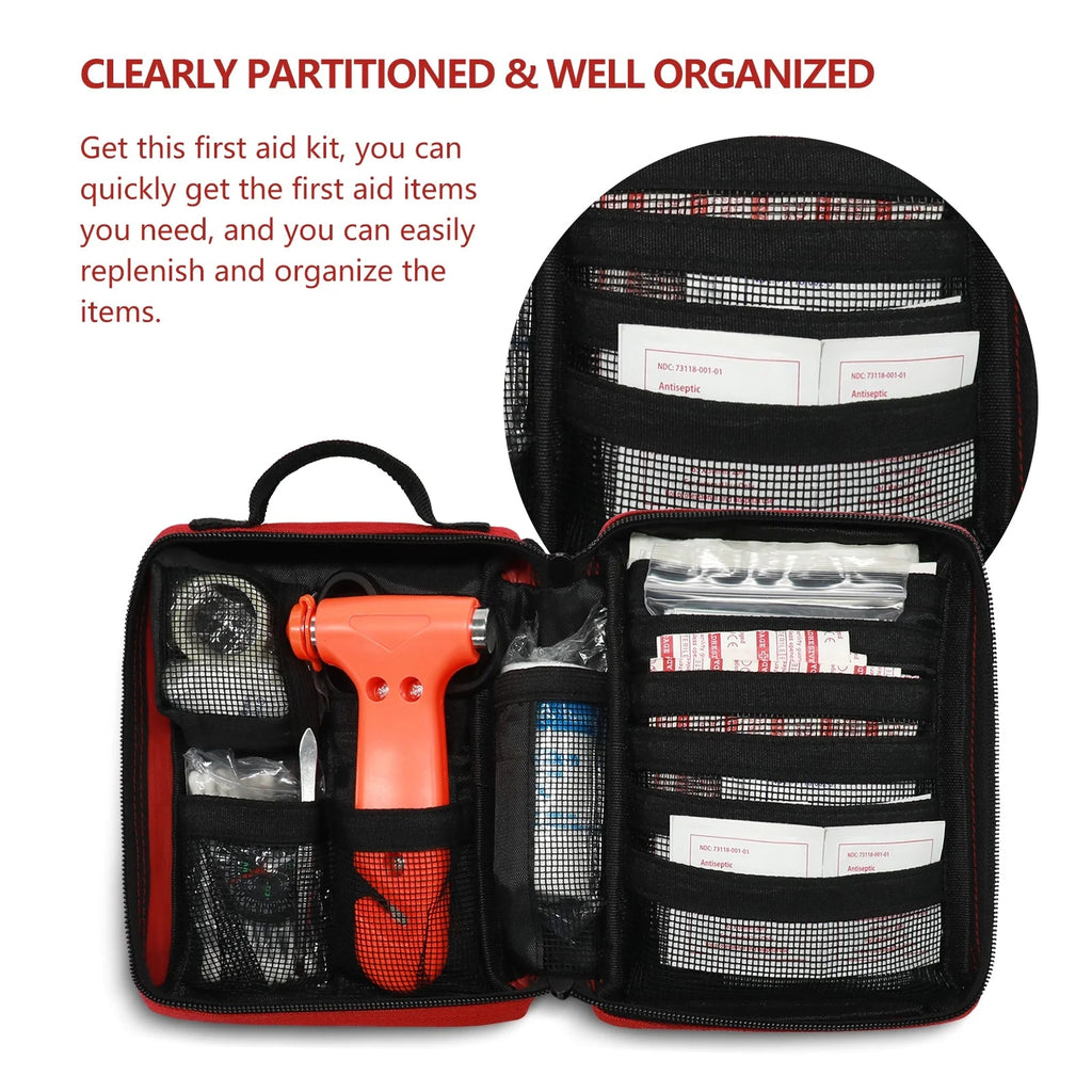 KITGO First Aid Kits, Trauma First Aid Kit, Premium Emergency Kits, Compartments for Home, Office, Car, Outdoor, Hiking, Travel, Camping,103 Piece Set - Revved Up Tools