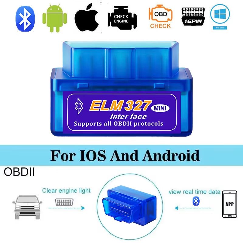 Mini ELM327 V2.1 OBD2 Scanner Code Reader Bluetooth Car Diagnostic Tool for Android /IOS Automotive Fault Detector - Revved Up Auto