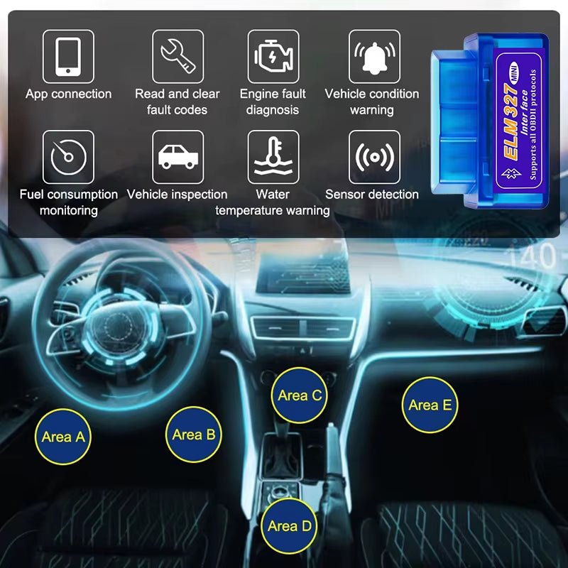 Mini ELM327 V2.1 OBD2 Scanner Code Reader Bluetooth Car Diagnostic Tool for Android /IOS Automotive Fault Detector - Revved Up Auto