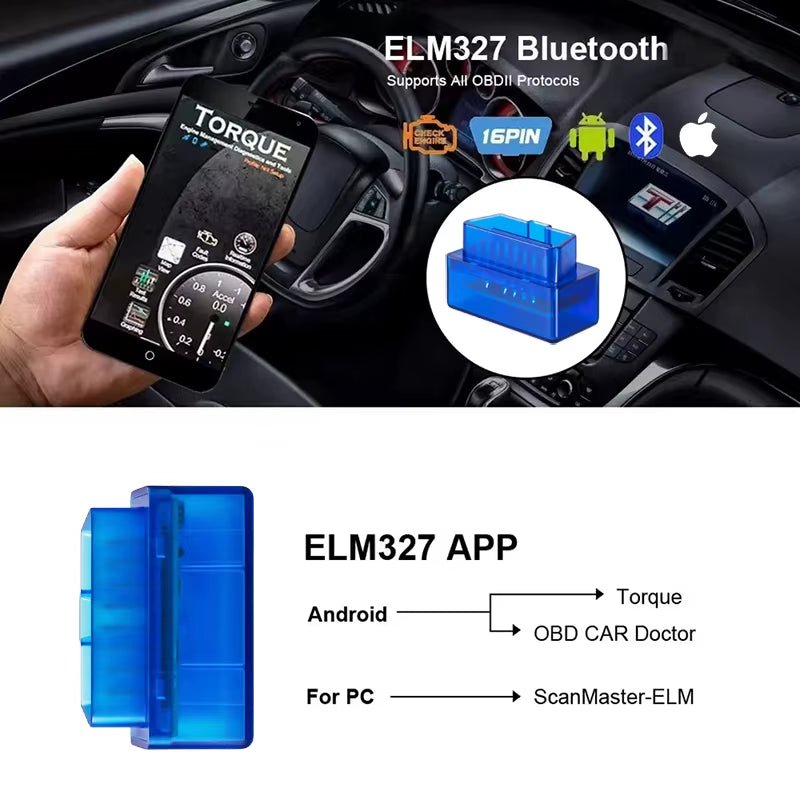 Mini ELM327 V2.1 OBD2 Scanner Code Reader Bluetooth Car Diagnostic Tool for Android /IOS Automotive Fault Detector - Revved Up Auto