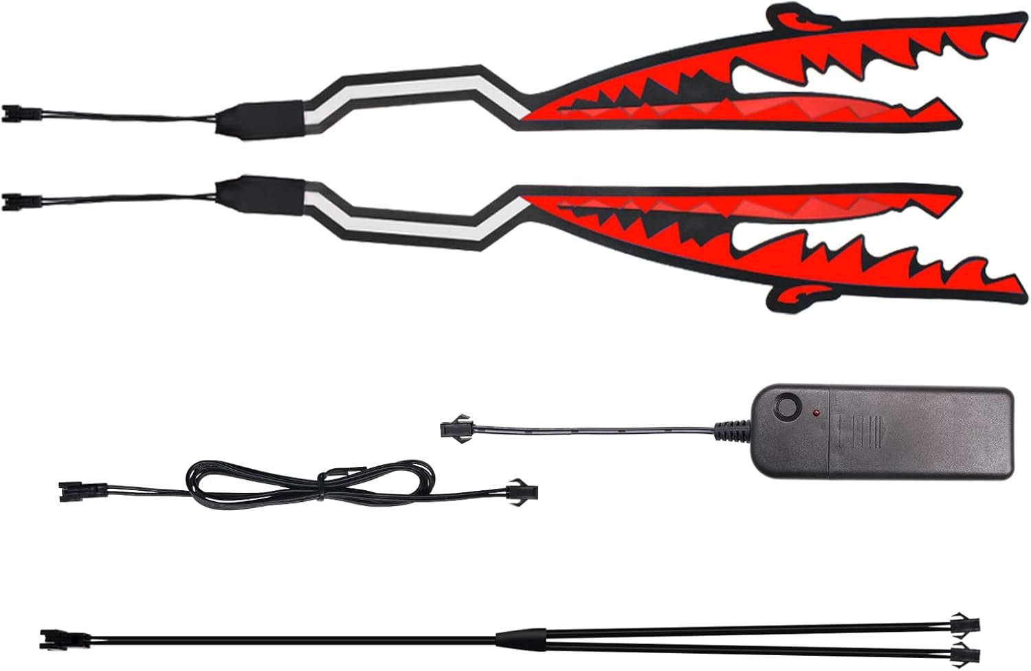 Motorcycle Helmet Light Motorcycle Flash Sticker Wire Light Strip Night Riding Signal Helmet EL Light Shark Shape Motorcycle Hel-Met Light（Red） - Revved Up Tools