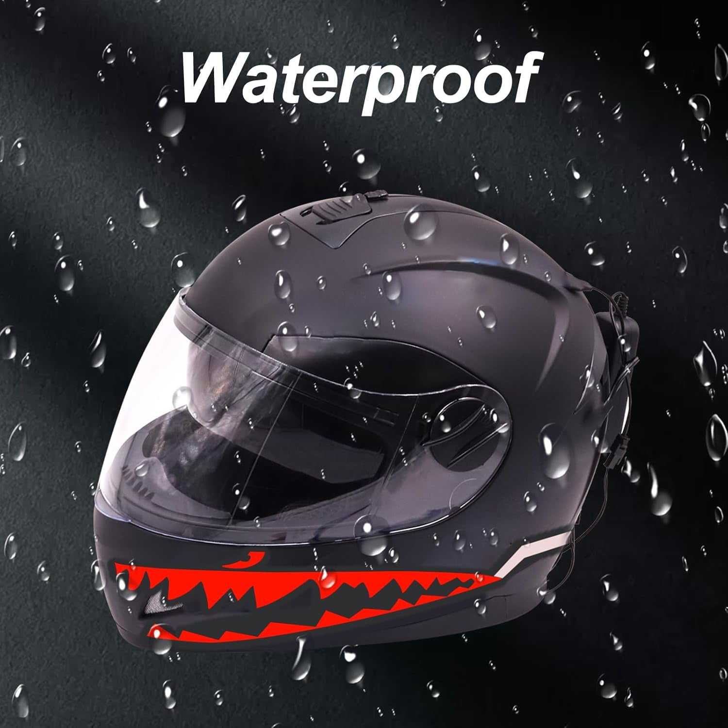 Motorcycle Helmet Light Motorcycle Flash Sticker Wire Light Strip Night Riding Signal Helmet EL Light Shark Shape Motorcycle Hel-Met Light（Red） - Revved Up Tools