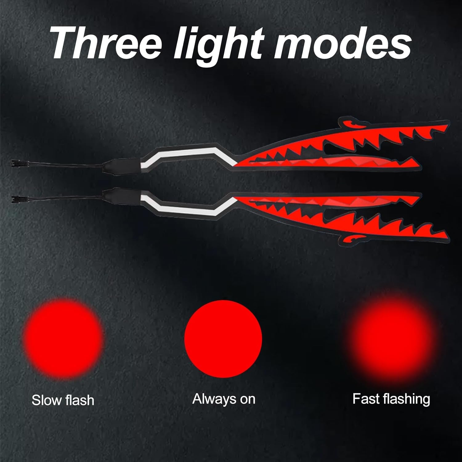 Motorcycle Helmet Light Motorcycle Flash Sticker Wire Light Strip Night Riding Signal Helmet EL Light Shark Shape Motorcycle Hel-Met Light（Red） - Revved Up Tools