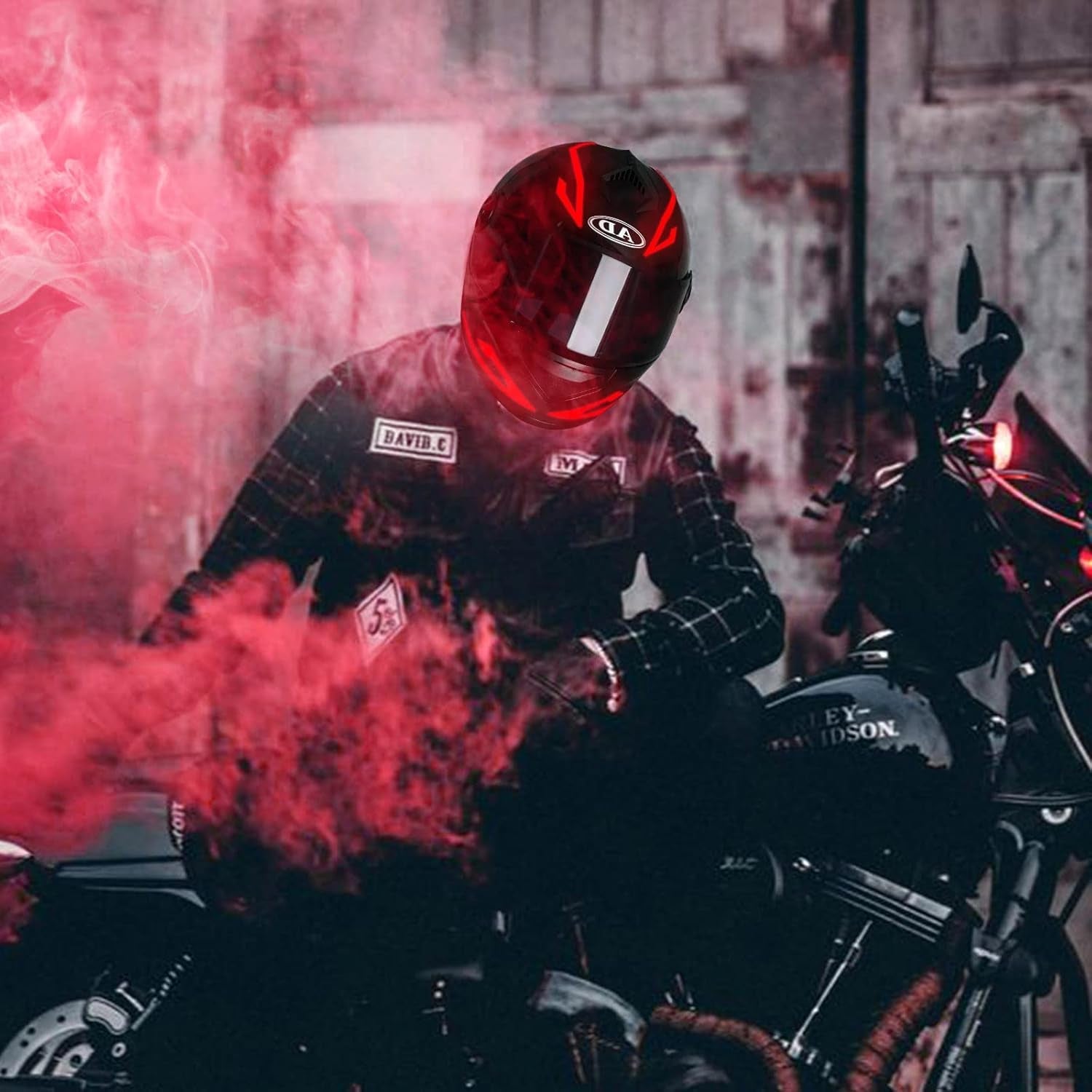 Motorcycle Helmet Light,3 Modes Driving EL Light Strips,Battery Helmet Light Strip,Night Riding Signal Light Decoration Kit(No Helmet) - Revved Up Tools