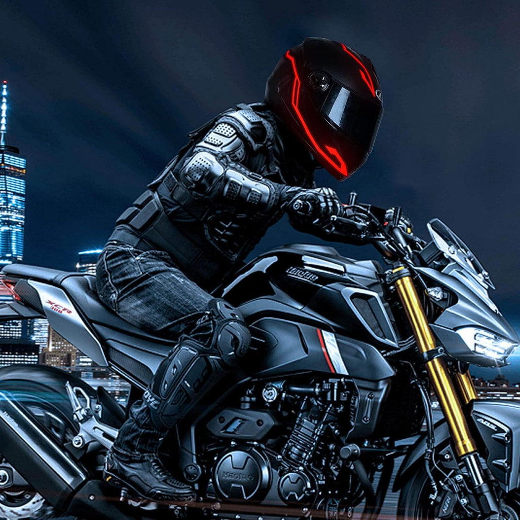 Motorcycle Helmet Light,3 Modes Driving EL Light Strips,Battery Helmet Light Strip,Night Riding Signal Light Decoration Kit(No Helmet) - Revved Up Tools