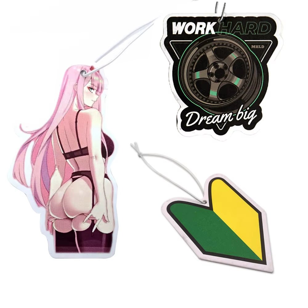 New JDM Style Performance Car Rearview Mirror Pendant Air Freshener Solid Paper Decoration Car Decoration Anime Decor - Revved Up Tools