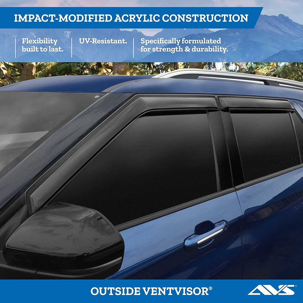 [] outside Mount Rain Guards for 2008 - 2020 Dodge Journey | Window Vent Visors, 4 Pcs. - Smoke | 94072 - Revved Up Auto