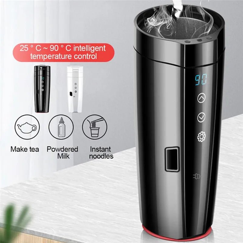 Portable Car Heating Cup Vacuum Electric Stainless Water Warmer Bottle Kettle Coffee Tea Mug LCD Display Temperature Smart Mugs - Revved Up Auto