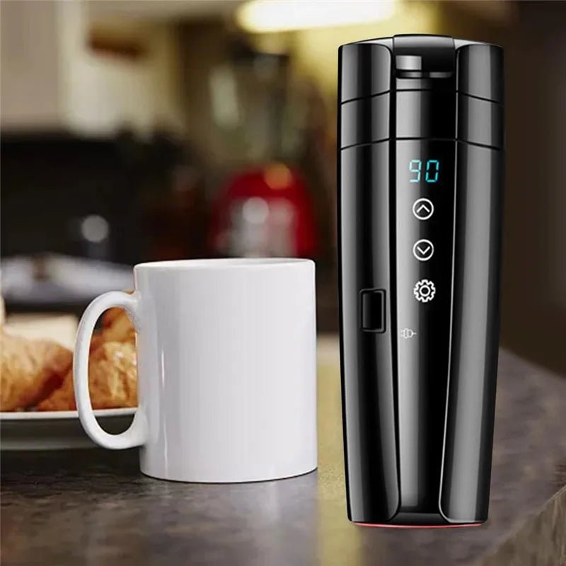 Portable Car Heating Cup Vacuum Electric Stainless Water Warmer Bottle Kettle Coffee Tea Mug LCD Display Temperature Smart Mugs - Revved Up Auto
