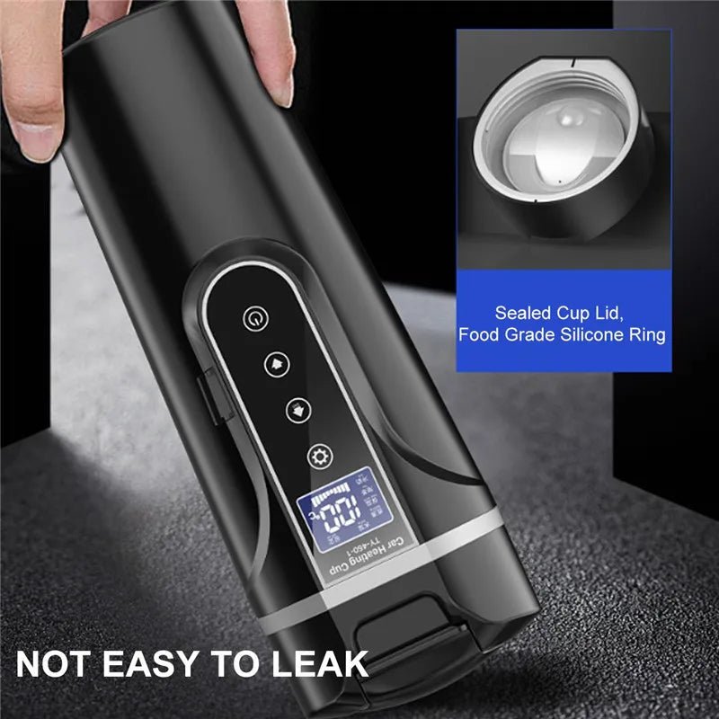 Portable Car Heating Cup Vacuum Electric Stainless Water Warmer Bottle Kettle Coffee Tea Mug LCD Display Temperature Smart Mugs - Revved Up Auto