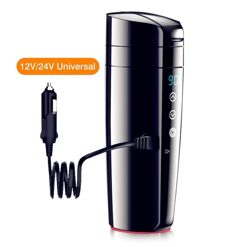 Portable Car Heating Cup Vacuum Electric Stainless Water Warmer Bottle Kettle Coffee Tea Mug LCD Display Temperature Smart Mugs - Revved Up Auto