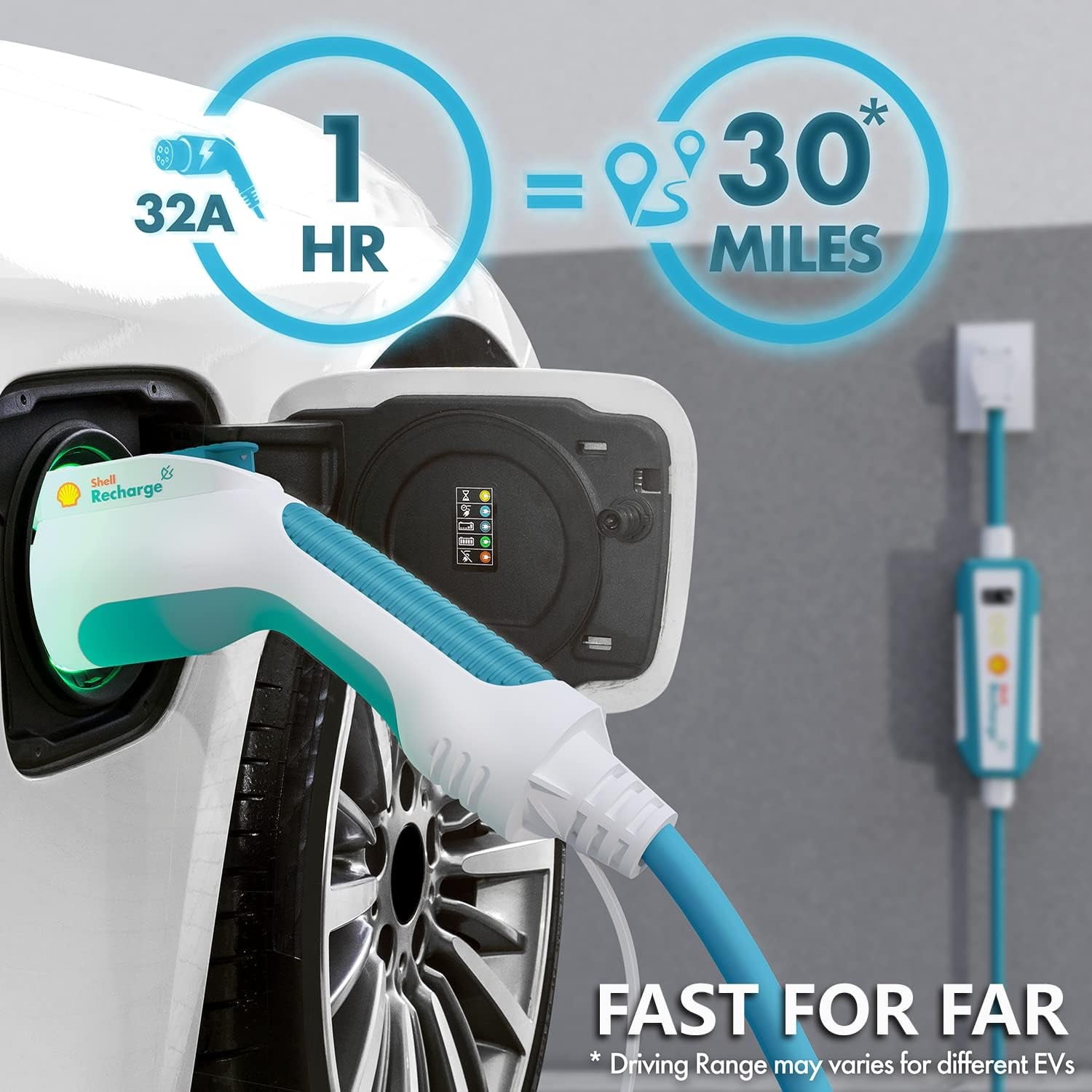 Portable Electric Vehicle Charger Level 2, 32A 240V EV Home Charging Station, Indoor&Outdoor Electric Car Charging Adapter 30Ft Cable, Compatible with All SAE J1772 Evs - Revved Up Tools
