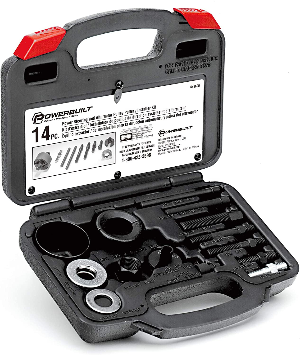 Power Steering and Alternator Pulley Remove and Install Tool Set, Replace Vehicle Steering Pump, Car Repair Tools, Storage Case - 648605 - Revved Up Auto