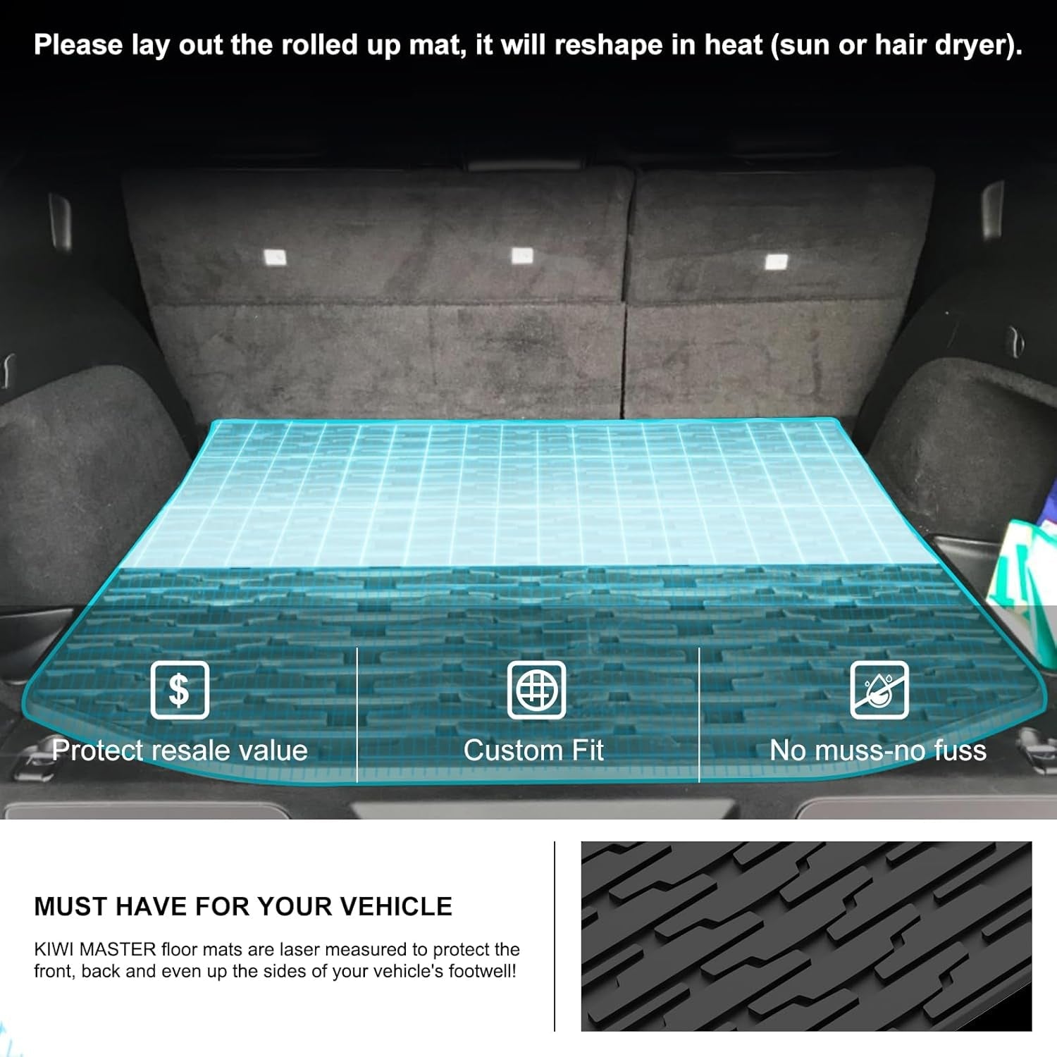 Rear Cargo Mat Liner for 2011-2021 Jeep Grand Cherokee OEM Replacement 82212085 All Weather Protection Floor Tray Slush Trunk Mats Black - Revved Up Tools
