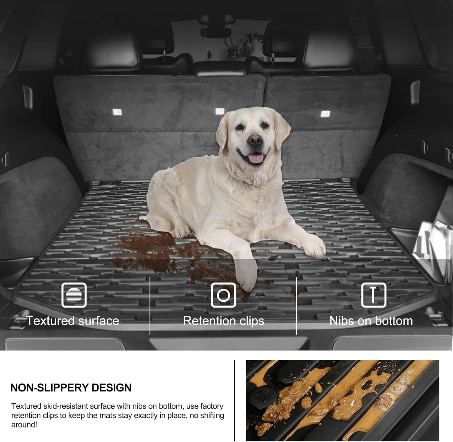 Rear Cargo Mat Liner for 2011-2021 Jeep Grand Cherokee OEM Replacement 82212085 All Weather Protection Floor Tray Slush Trunk Mats Black - Revved Up Tools
