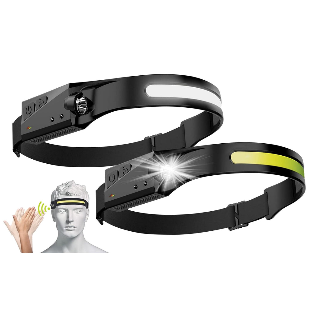 Rechargeable LED Headlamps w/ Motion Sensor Lightweight Waterproof - Revved Up Tools