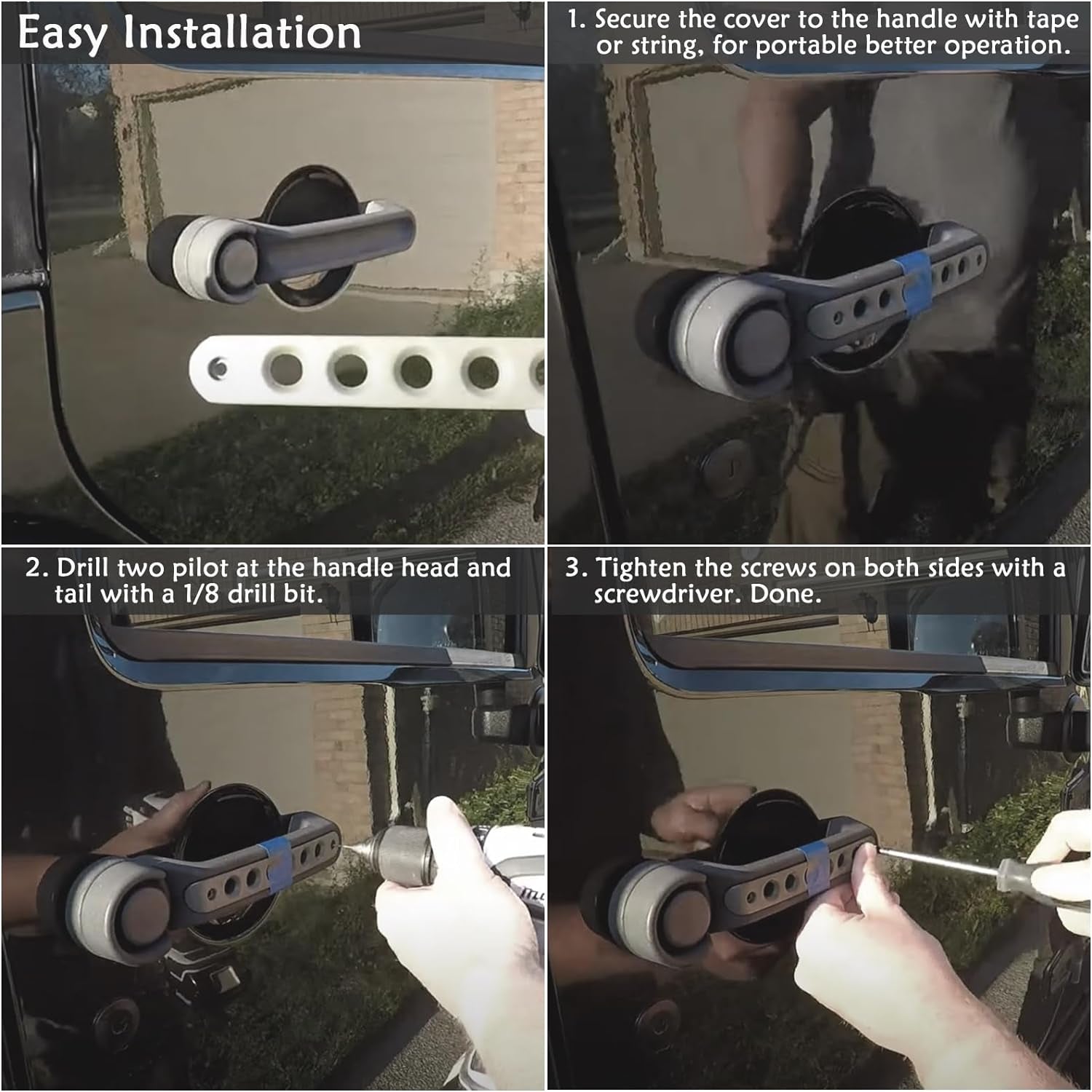 Side Door Handle Inserts Cover Trim Fits for Jeep Wrangler Accessories JK JKU Liberty Sahara & Unlimited 2007-2018 Exterior Grab Handles Pull JK Mods Decoration(Aluminum Black, 5PCS) - Revved Up Tools