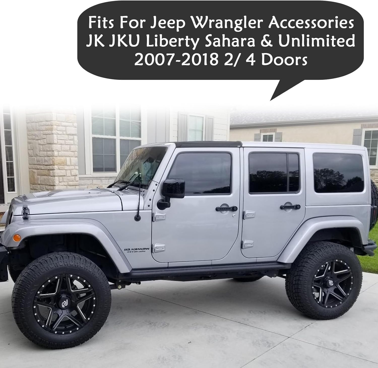 Side Door Handle Inserts Cover Trim Fits for Jeep Wrangler Accessories JK JKU Liberty Sahara & Unlimited 2007-2018 Exterior Grab Handles Pull JK Mods Decoration(Aluminum Black, 5PCS) - Revved Up Tools