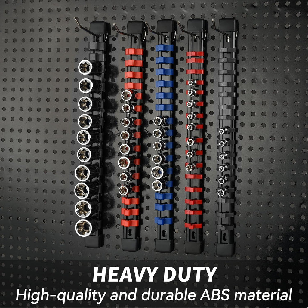 Socket Black Organizer Drive ABS Tools - Socket Holder, Premium Quality 3 Pieces Socket Holders Kit 3/8 - Inch X 45 Clips（3Pc,Black) - Revved Up Auto