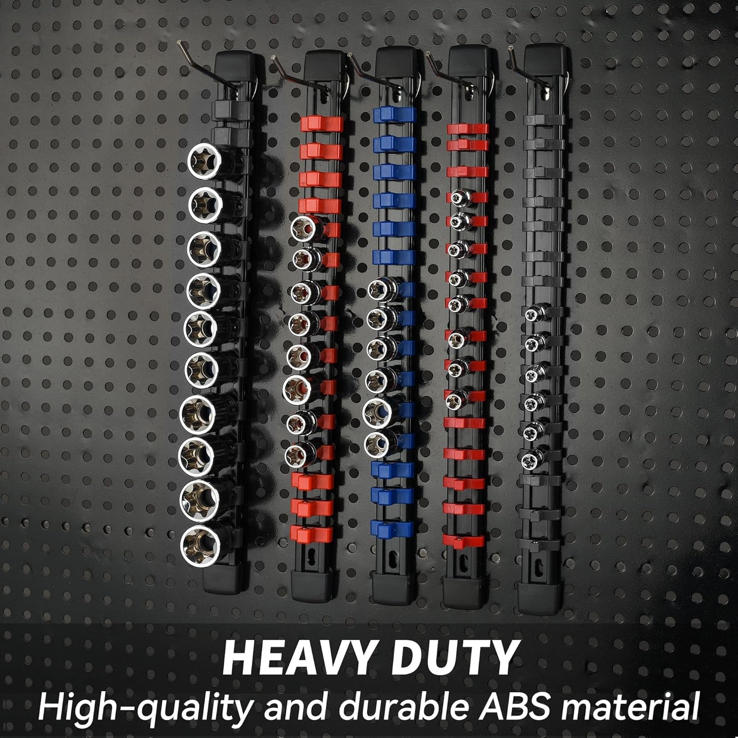 Socket Black Organizer Drive ABS Tools - Socket Holder, Premium Quality 3 Pieces Socket Holders Kit 3/8 - Inch X 45 Clips（3Pc,Black) - Revved Up Auto