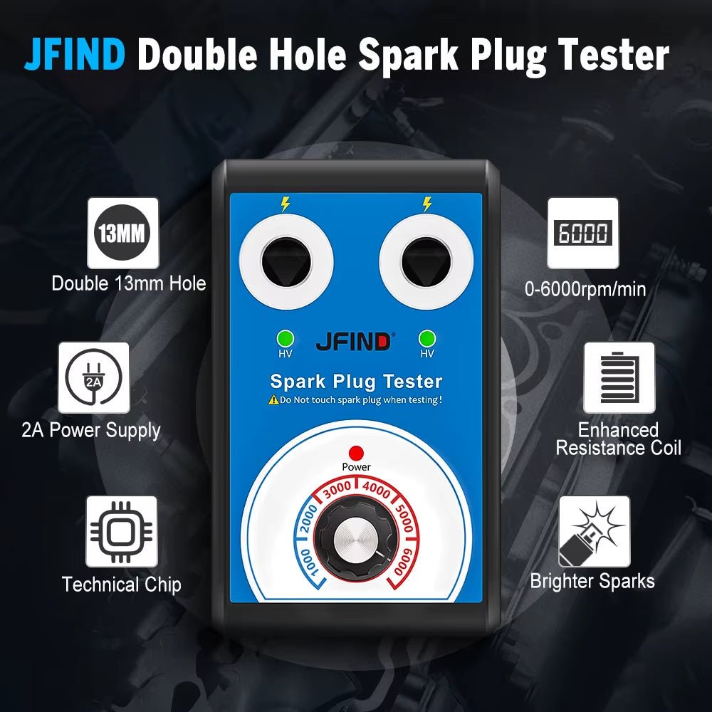Spark Plug Tester Double Hole Diagnostic Tool Car 12V Spark Tester 0 - 6000Rpm Auto Engine Ignition Detector Tools - Revved Up Auto