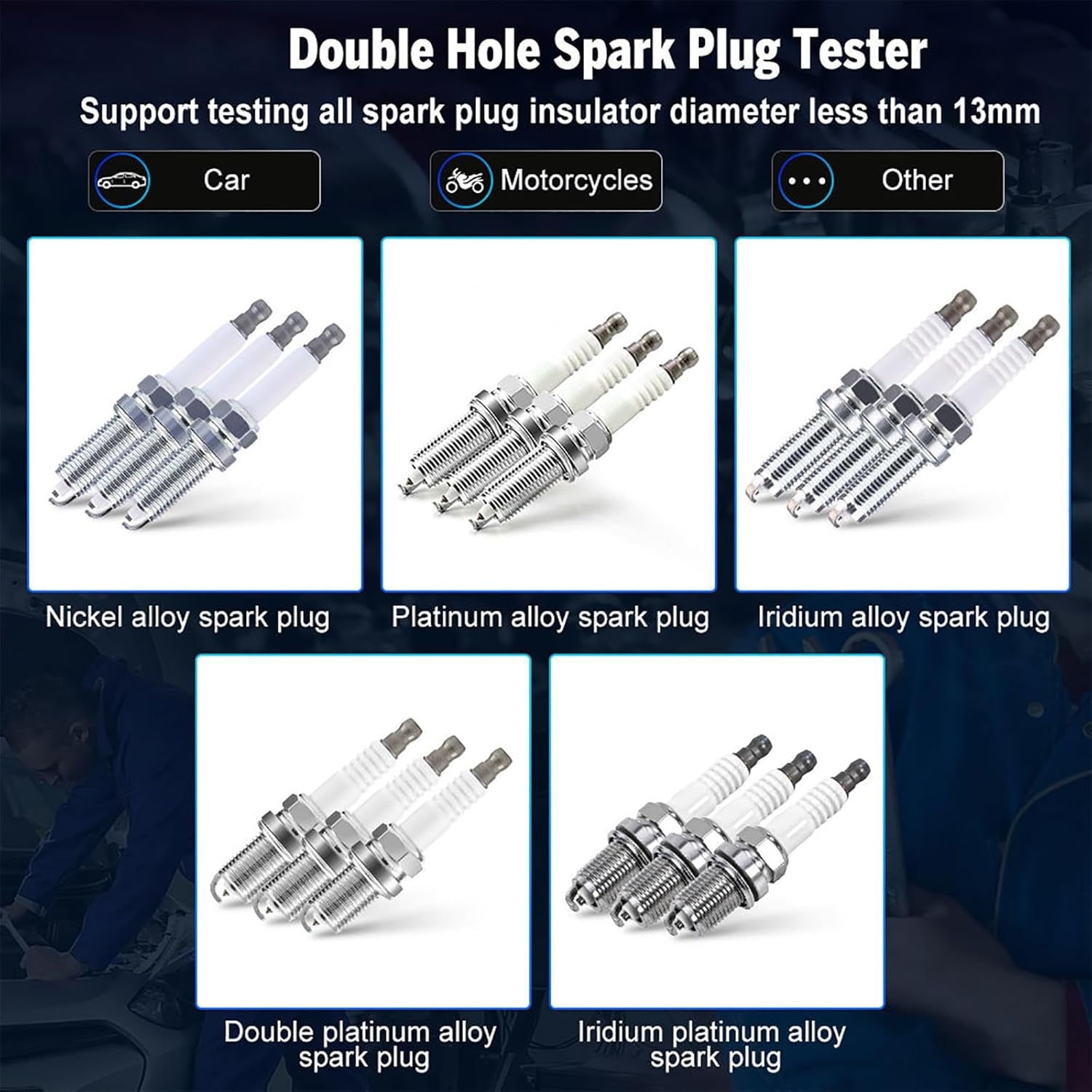Spark Plug Tester Tool for All Engines Vehicles Car Automotive Ignition Testers Engine Ignition Coil Tester 0 to 6000Rpm with Dual Holes 13MM Spark Plug Socket - Revved Up Auto