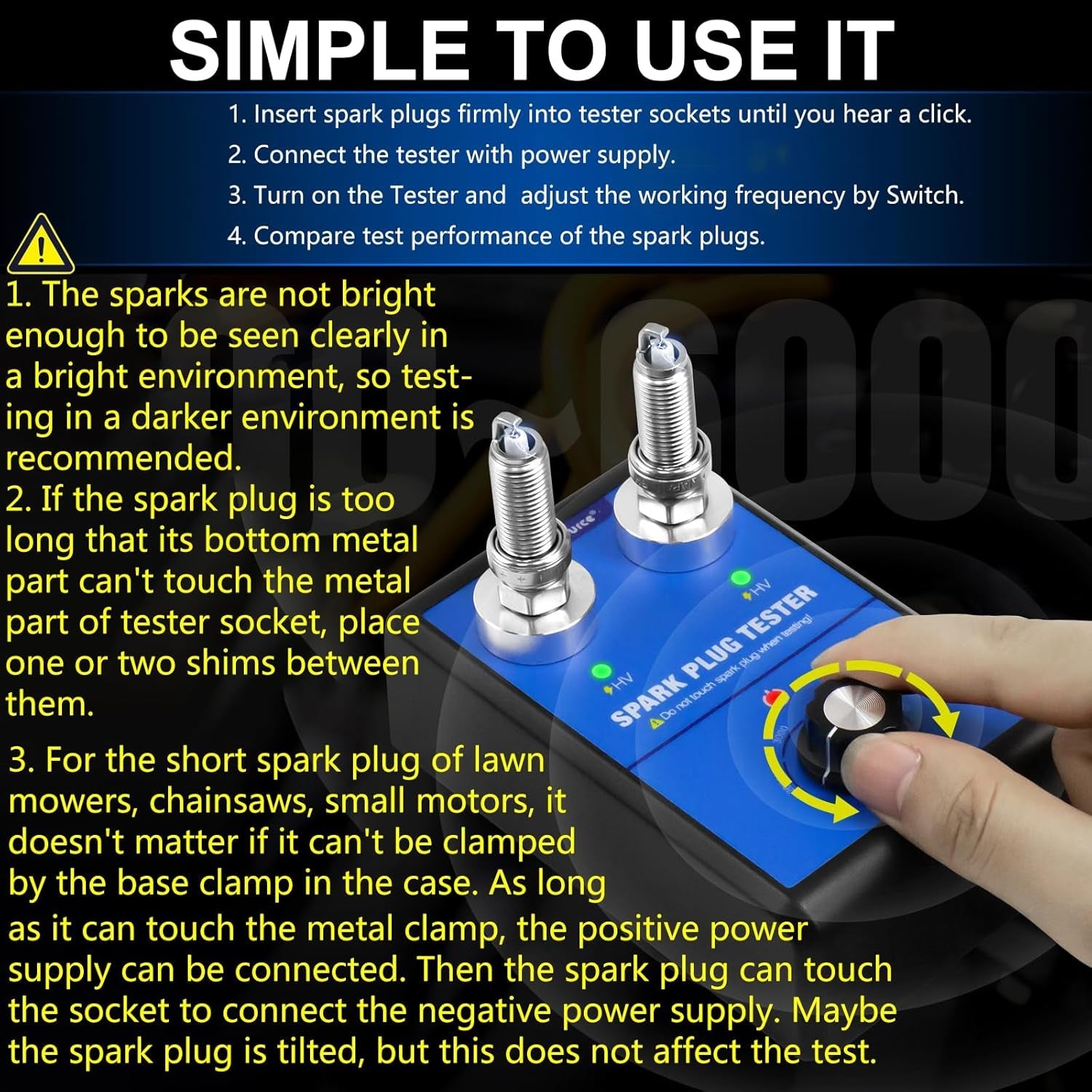 Spark Plug Tester Tool for All Engines Vehicles Car Automotive Ignition Testers Engine Ignition Coil Tester 0 to 6000Rpm with Dual Holes 13MM Spark Plug Socket - Revved Up Auto