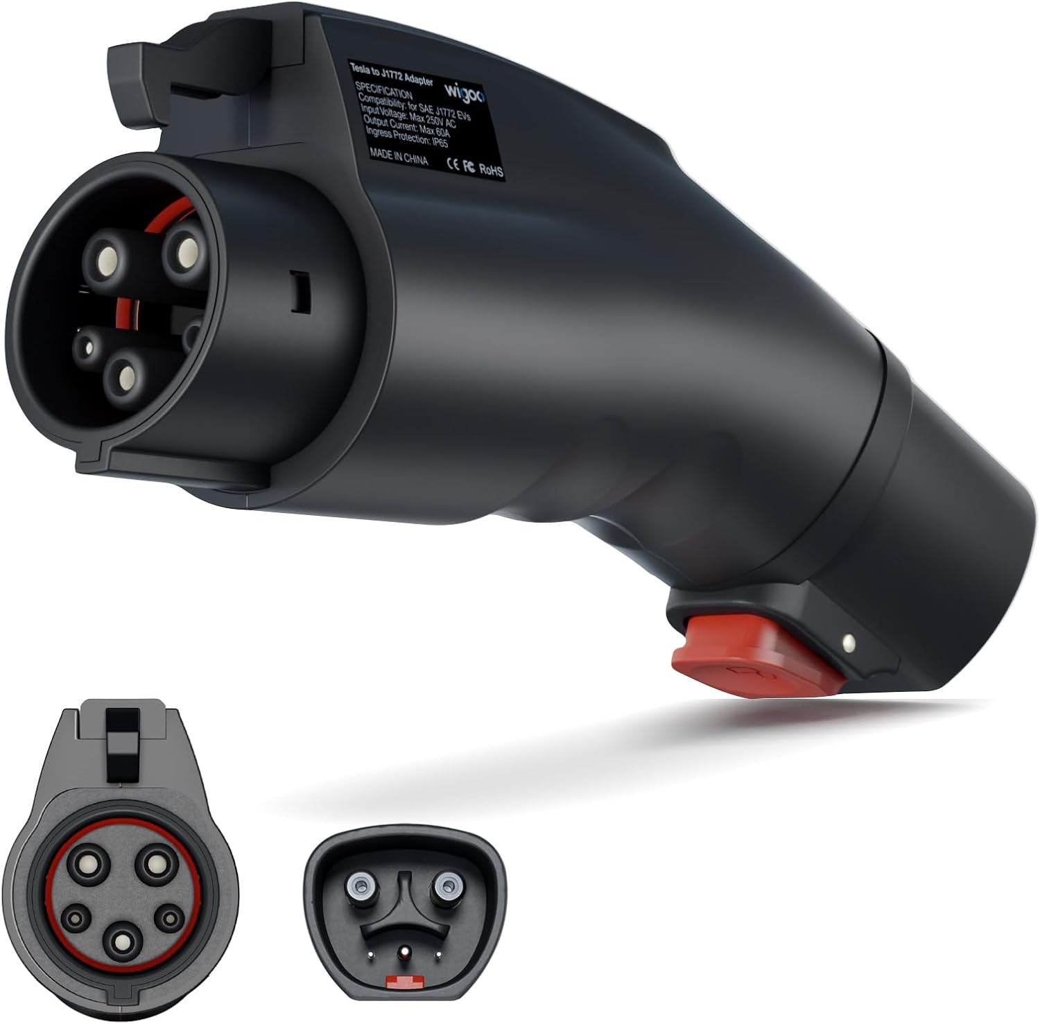 Tesla to J1772 Charging Adapter [Fit for All J1772 Evs] Max 60A 250V, Adaptive Charging Power - Compatible with Tesla Gen 1 2 3 Wall/Destination/Mobile Chargers - Black - Revved Up Tools
