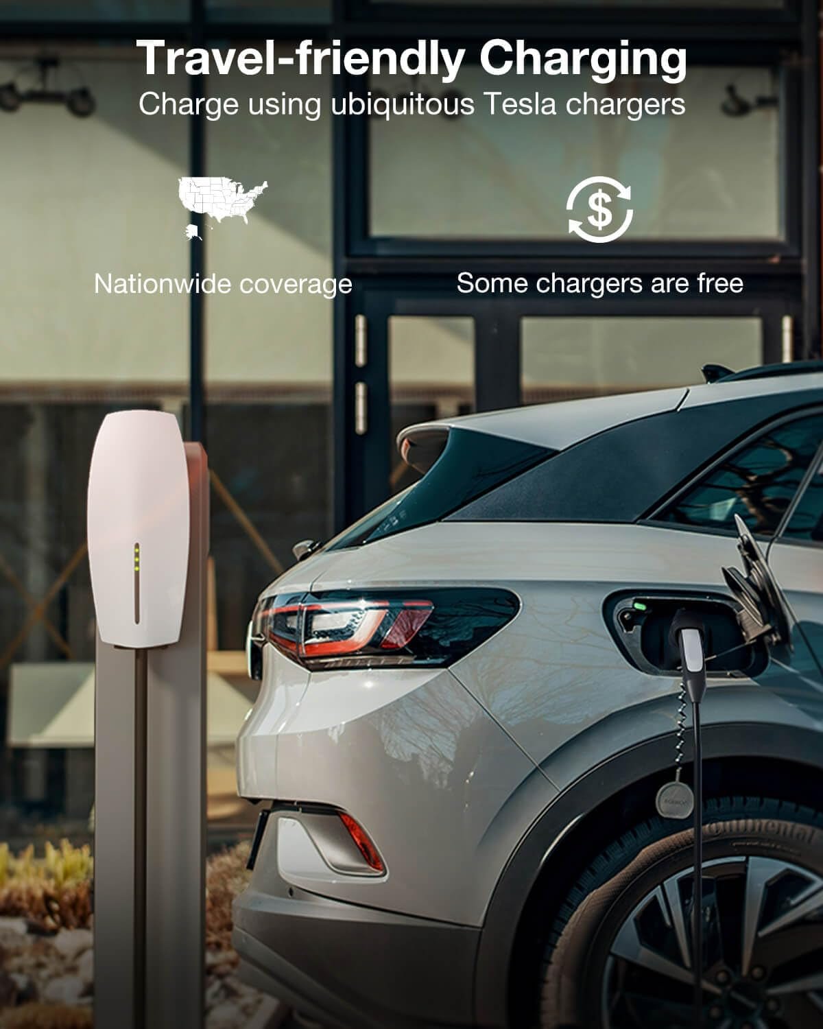 Tesla to J1772 Charging Adapter [Fit for All J1772 Evs] Max 60A 250V, Adaptive Charging Power - Compatible with Tesla Gen 1 2 3 Wall/Destination/Mobile Chargers - Black - Revved Up Tools
