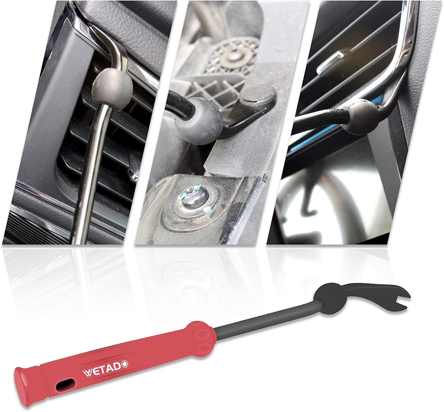 Trim Removal Tool, Car Upholstery Repair Kit, Car Door Audio Panel Trim Removal Set, Fastener Terminal Remover Tool Set Clips Pry Kit Auto Clip Pliers (8PCS Red) - Revved Up Auto