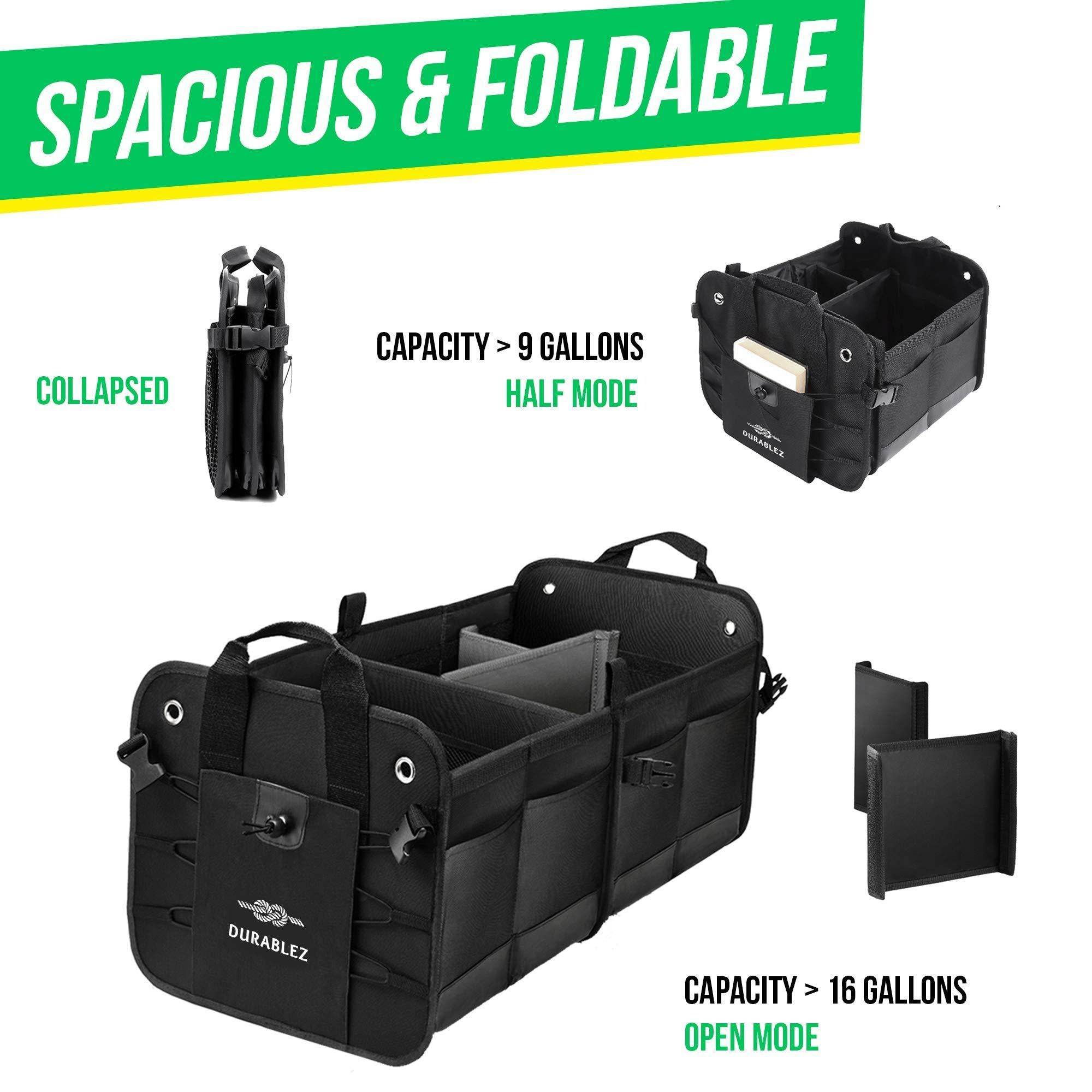 Trunk Organizer with Covering Net Attachable Non Slip Pads and - Revved Up Auto