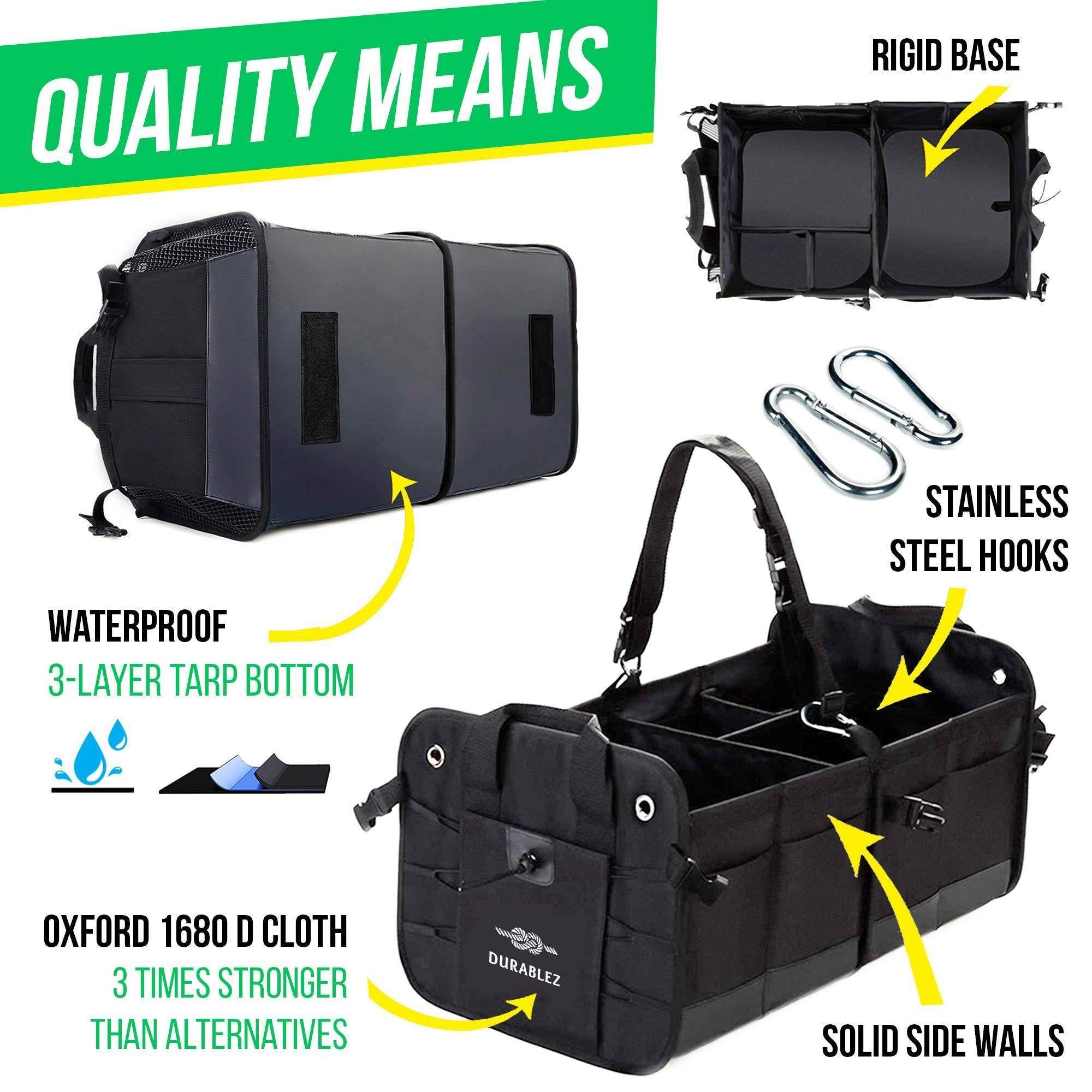 Trunk Organizer with Covering Net Attachable Non Slip Pads and - Revved Up Auto