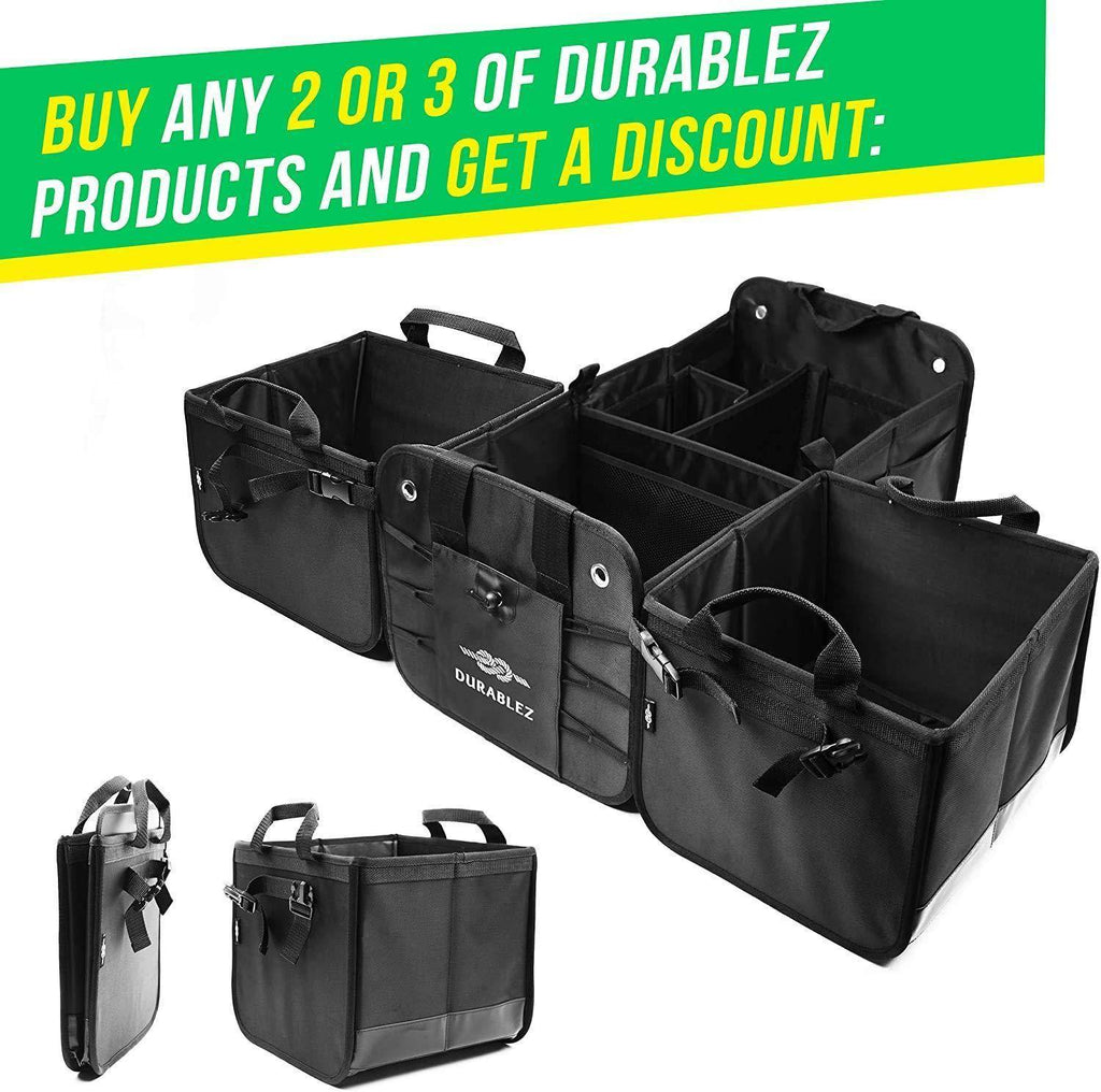 Trunk Organizer with Covering Net Attachable Non Slip Pads and - Revved Up Auto